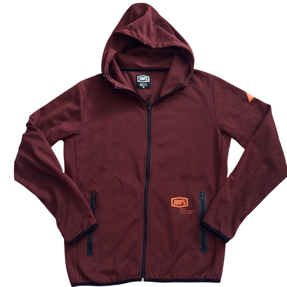 100% Race Goods‎ Limited Edition Full Zip Hoodie Mens Medium  Burgundy zz58